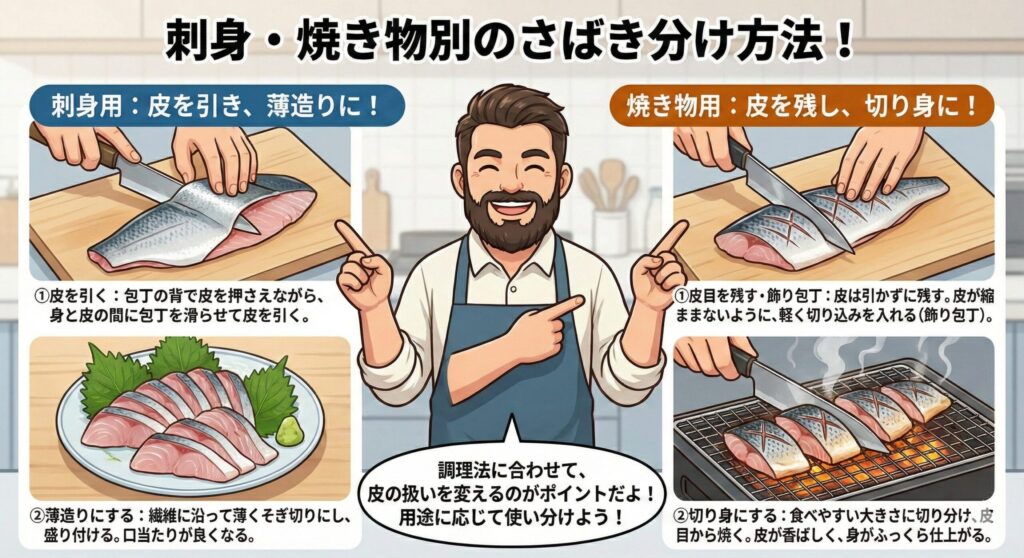 刺身・焼き物別のさばき分け方法