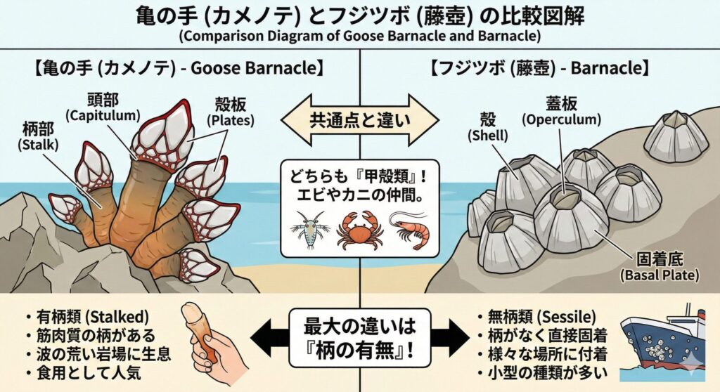 亀の手とフジツボの比較