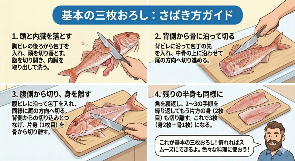 基本の三枚おろしのさばき方