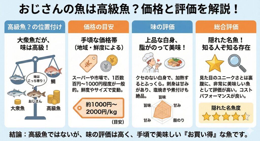 おじさんの魚は高級魚なの?価格と評価を解説