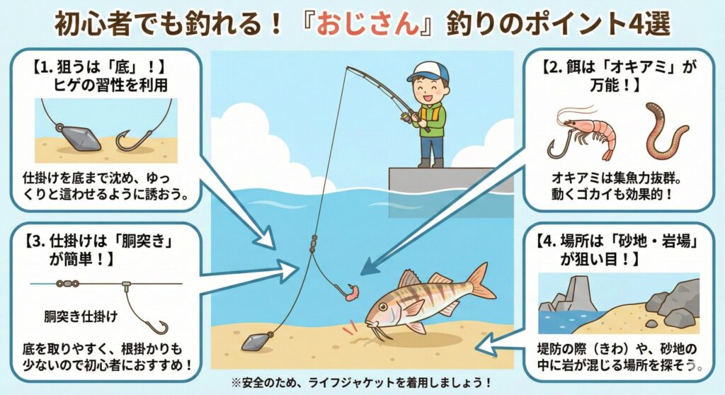 おじさんを釣るときの初心者向けのポイント