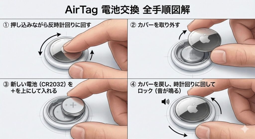 【写真で解説】AirTagの電池を交換する全手順