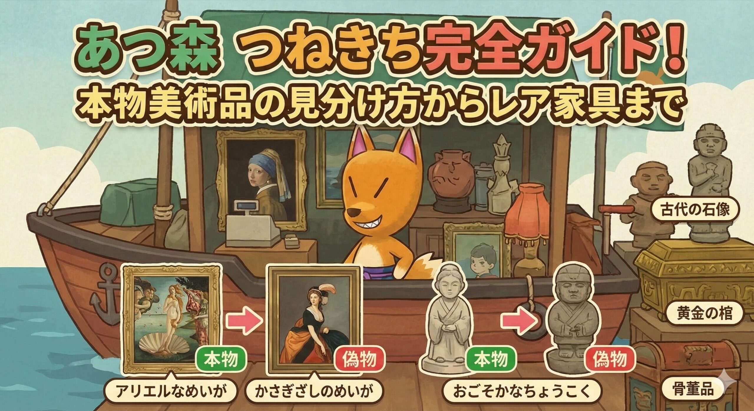 【あつ森】つねきち完全ガイド！本物美術品の見分け方からレア家具まで