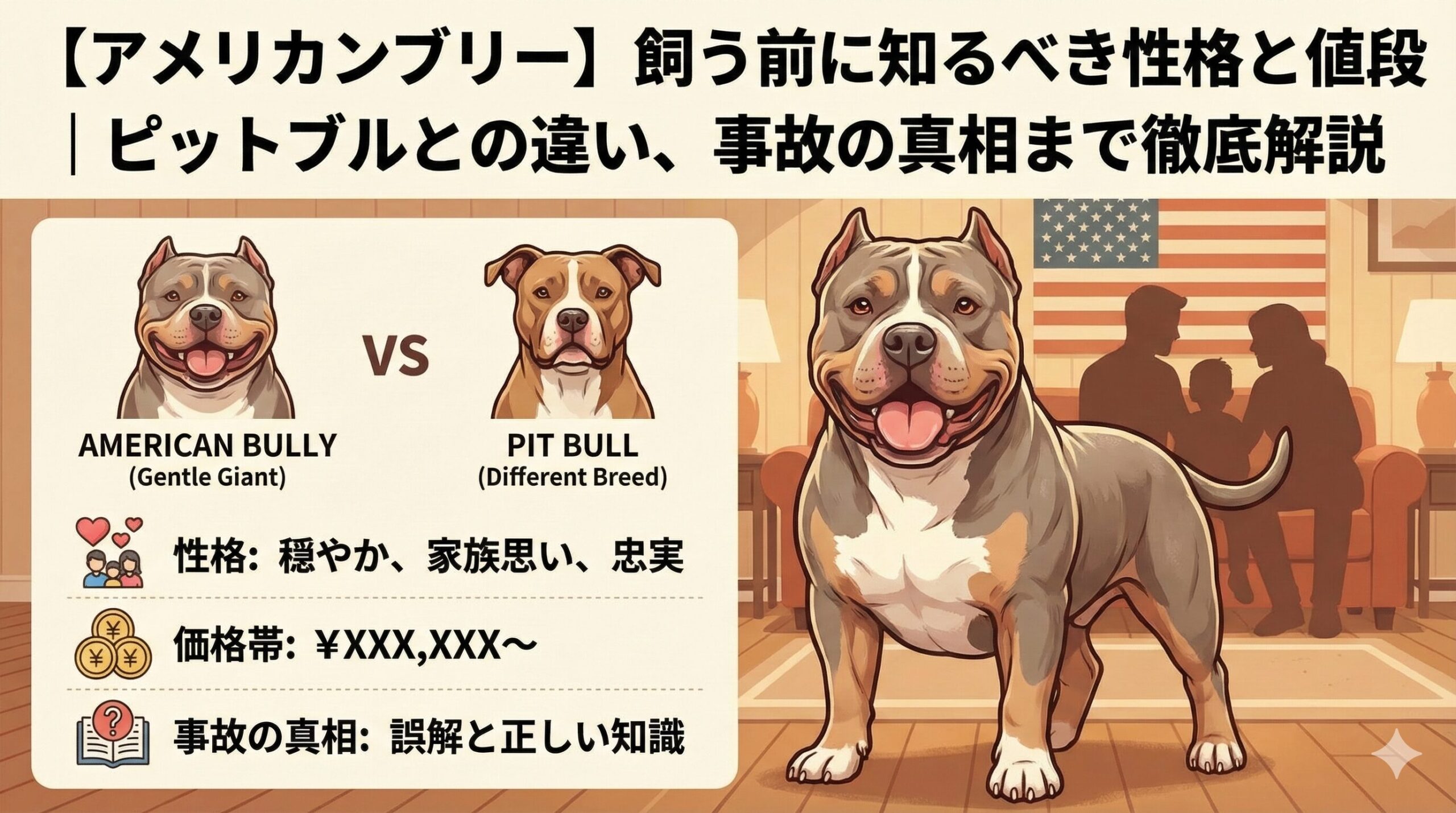 【アメリカンブリー】飼う前に知るべき性格と値段｜ピットブルとの違い、事故の真相まで徹底解説