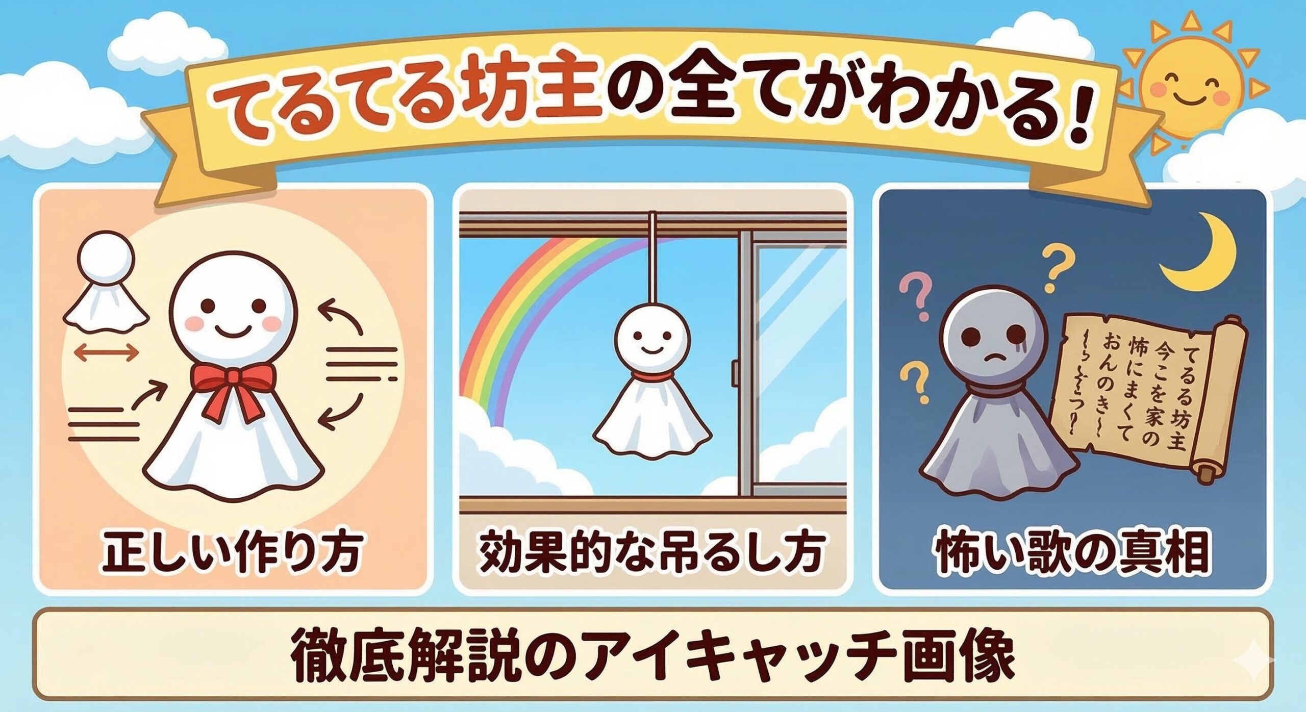 てるてる坊主の全てがわかる！正しい作り方から効果的な吊るし方、怖い歌の真相まで